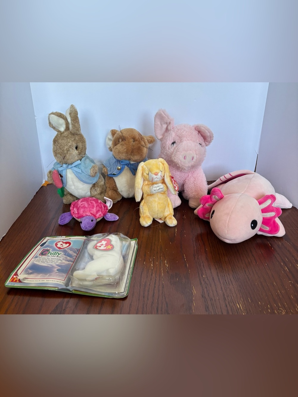 Ty Plush Bundle — Pink Axolotl and Assorted Small Animal Friends